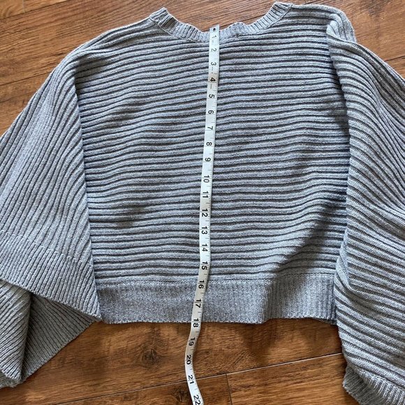 En Creme Womens Knit Pullover Sweater Wide Sleeves Gray Casual Cropped Medium - Picture 7 of 7
